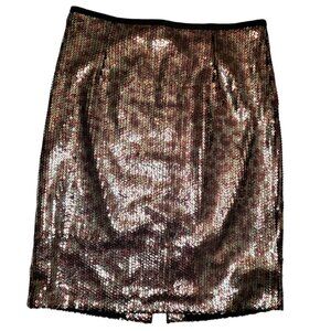 Nanette Lepore Women's Cheetah Leopard Print Sequin Skirt Sz 0 Holiday Glam